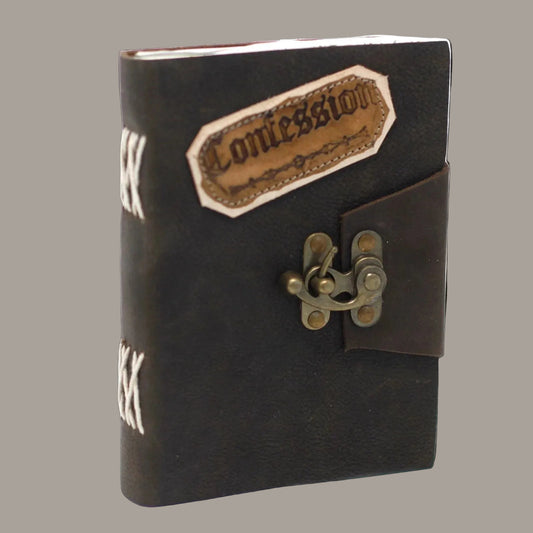 Black Leather Confessions Journal with Antique Clasp