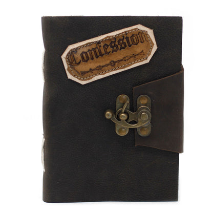 Black Leather Confessions Journal with Antique Clasp