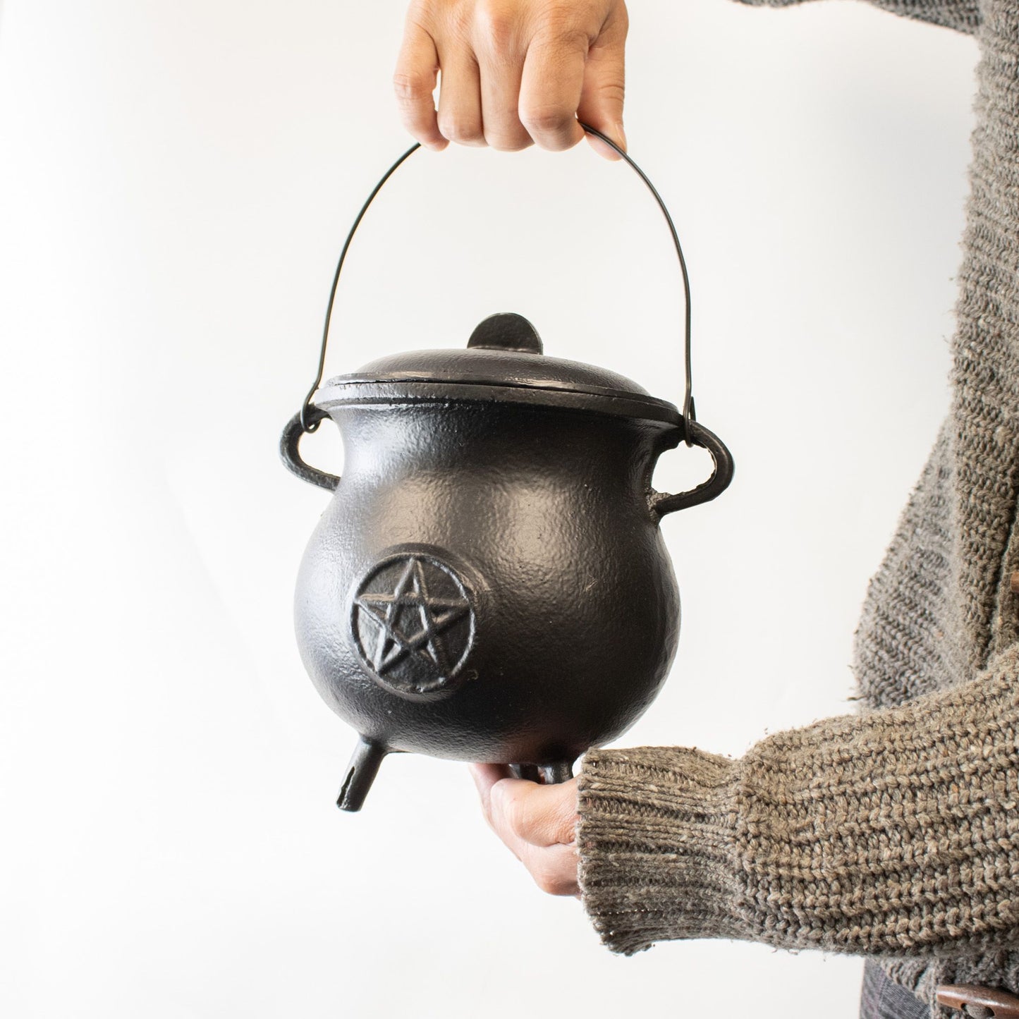Extra-Large Cast Iron Pentagram Cauldron