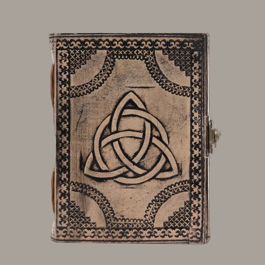 Antique Grey Triquetra Leather Notebook – 200 Pages