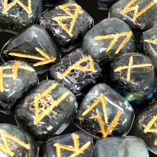 Labradorite Rune Stone Set in Pouch