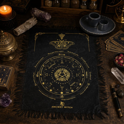 Black & Gold Mystic Moth Divination Cloth