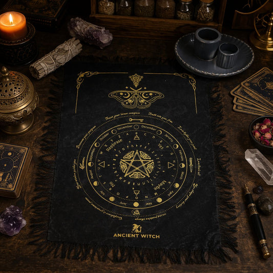 Black & Gold Mystic Moth Divination Cloth
